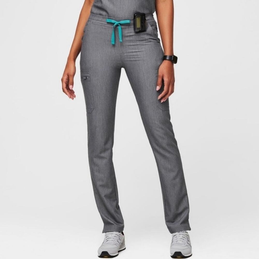 FIGS Yola Skinny Elastic Waistband Scrub Pants Graphite size Small Tall
